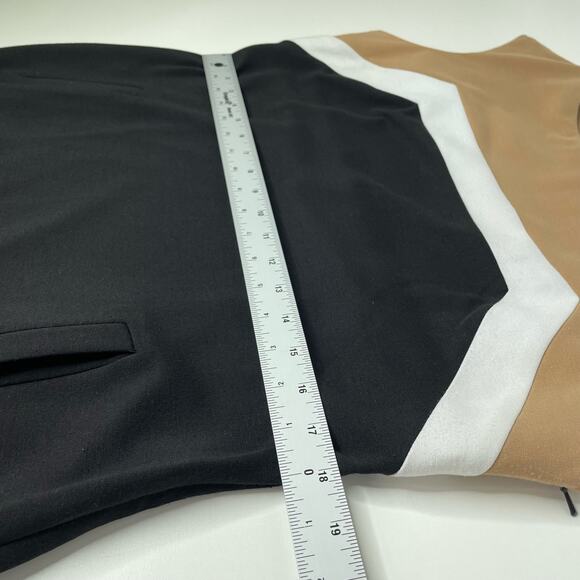 Nine Co Shift Dress Sleeveless Boat Neck Colorblock Brown Black Office Siren 14‎ - Picture 10 of 11